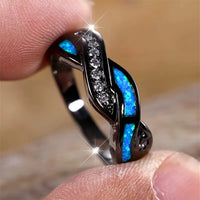 BAGUE TORSADÉE OPALE BLEUE AURORE