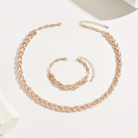ENSEMBLE DE BIJOUX MAILLONS FEUILLES EN OR ROSE