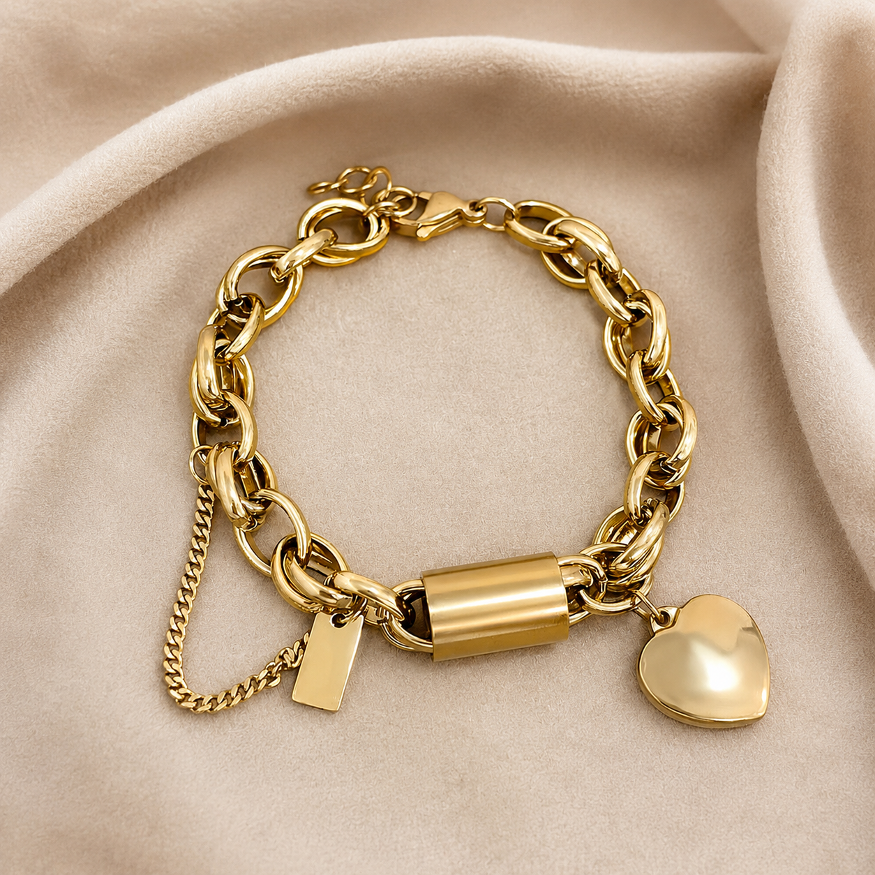 BRACELET CHARME CŒUR EN OR