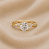 BAGUE SOLITAIRE TORSADÉE EN OR