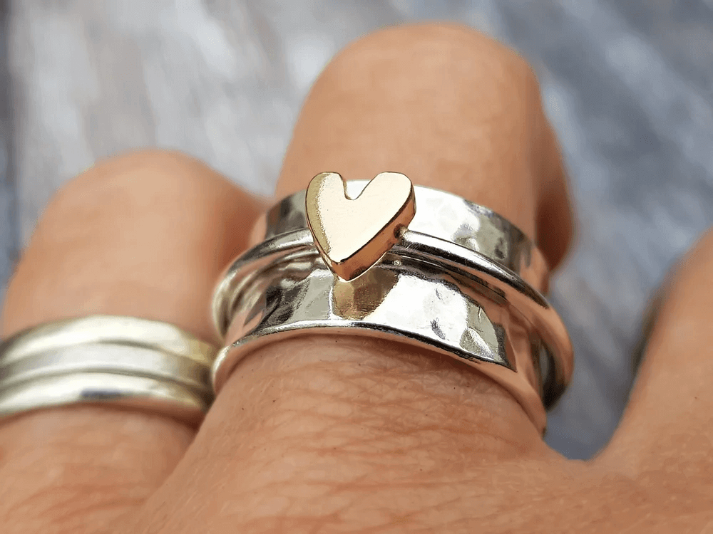 BAGUE CŒUR EN MÉTAUX MÉLANGÉS