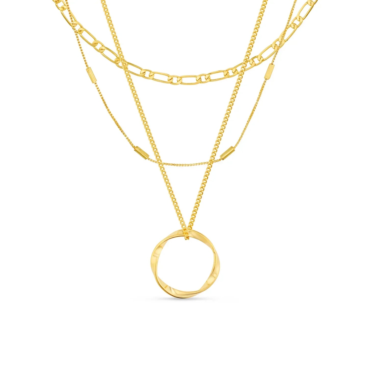 ENSEMBLE DE COLLIERS SUPERPOSÉS EN OR