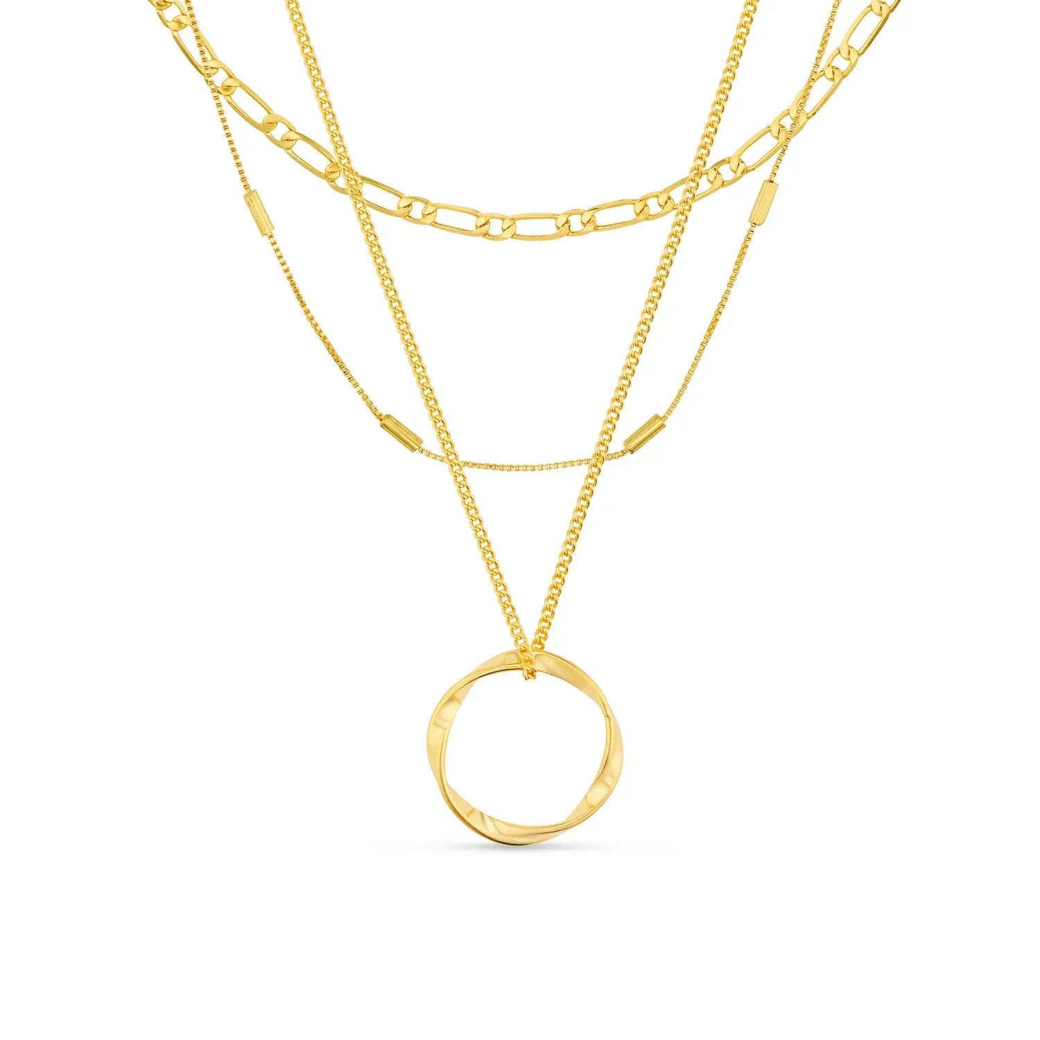 ENSEMBLE DE COLLIERS SUPERPOSÉS EN OR