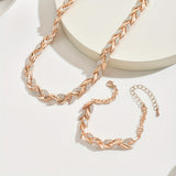 ENSEMBLE DE BIJOUX MAILLONS FEUILLES EN OR ROSE